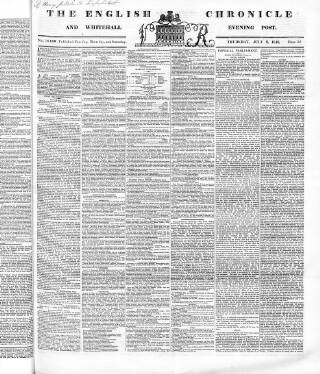cover page of English Chronicle and Whitehall Evening Post published on July 6, 1843
