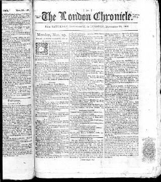 cover page of London Chronicle published on November 30, 1802