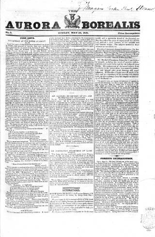 cover page of Aurora Borealis published on May 20, 1821