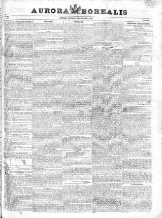 cover page of Aurora Borealis published on November 4, 1821