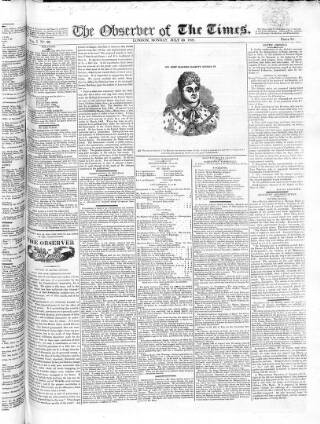 cover page of Observer of the Times published on July 30, 1821