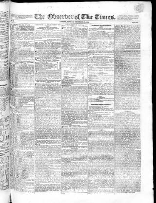 cover page of Observer of the Times published on December 30, 1821