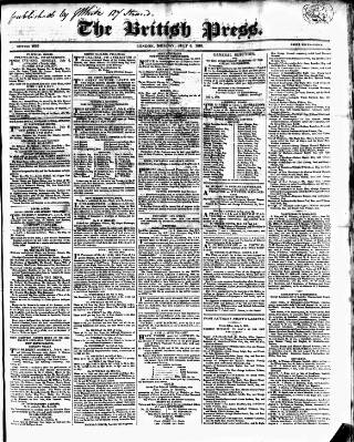 cover page of British Press published on July 6, 1818