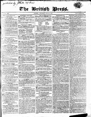 cover page of British Press published on May 29, 1819