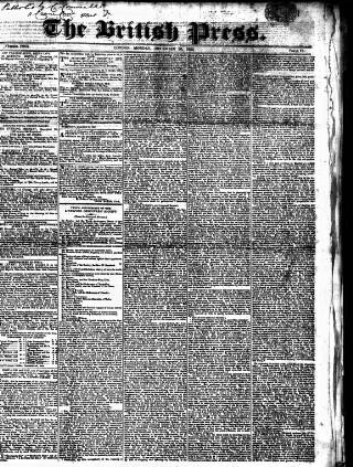 cover page of British Press published on December 30, 1822