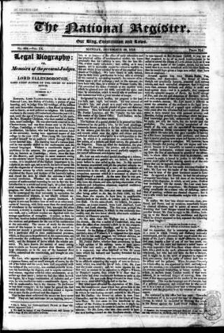 cover page of National Register (London) published on December 30, 1816