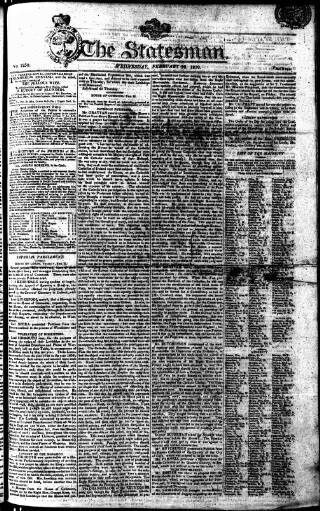 cover page of Statesman (London) published on February 28, 1810
