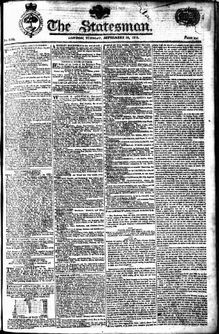 cover page of Statesman (London) published on September 18, 1810