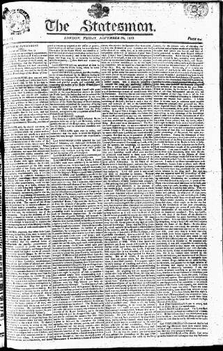 cover page of Statesman (London) published on November 30, 1810