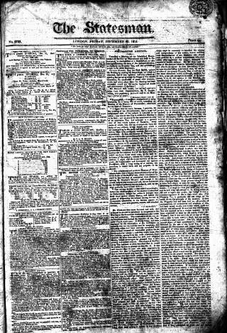 cover page of Statesman (London) published on December 30, 1814