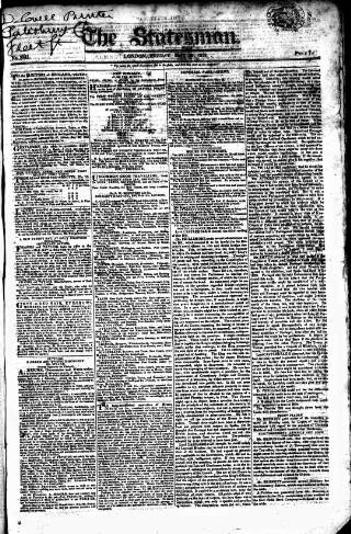 cover page of Statesman (London) published on May 29, 1818