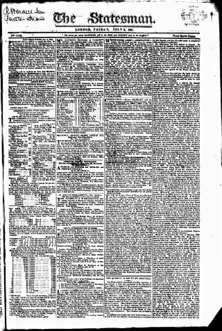 cover page of Statesman (London) published on July 6, 1821