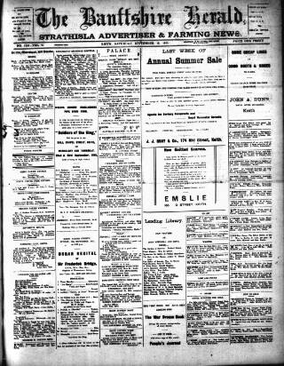 cover page of Banffshire Herald published on September 18, 1915