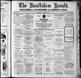 cover page of Banffshire Herald published on November 30, 1929