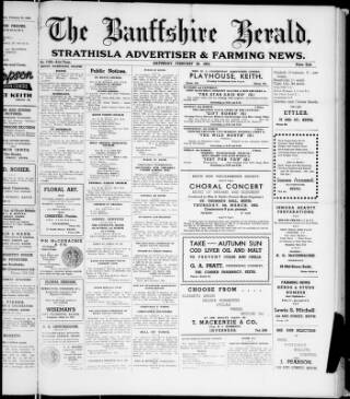 cover page of Banffshire Herald published on February 28, 1953