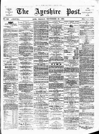 cover page of Ayrshire Post published on November 30, 1883