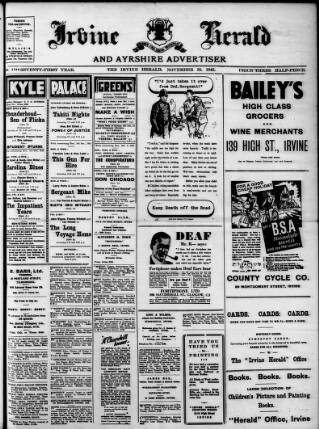 cover page of Irvine Herald published on November 30, 1945