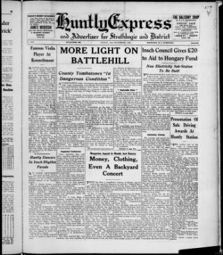 cover page of Huntly Express published on November 30, 1956