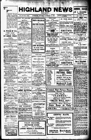 cover page of Highland News published on November 15, 1913