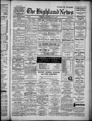 cover page of Highland News published on July 6, 1935