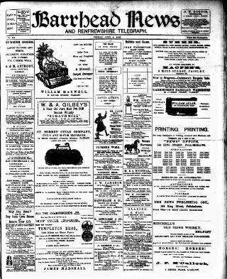cover page of Barrhead News published on July 6, 1906