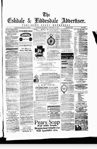 cover page of Eskdale and Liddesdale Advertiser published on December 30, 1885