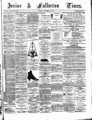 cover page of Irvine Times published on November 30, 1883