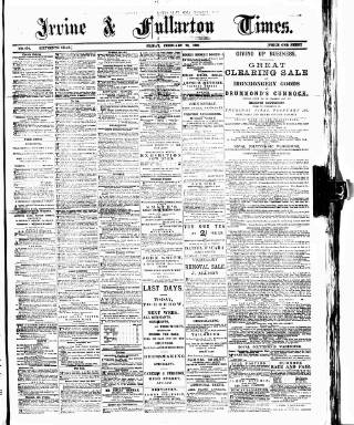 cover page of Irvine Times published on February 28, 1890