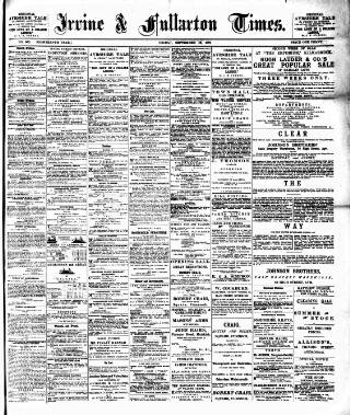 cover page of Irvine Times published on September 18, 1891