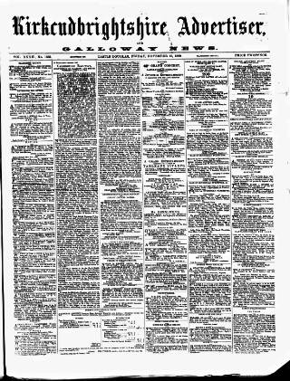 cover page of Galloway News and Kirkcudbrightshire Advertiser published on November 15, 1889