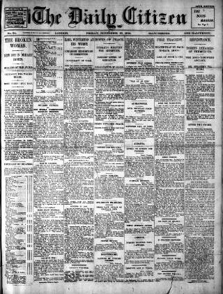 cover page of Daily Citizen (Manchester) published on November 15, 1912