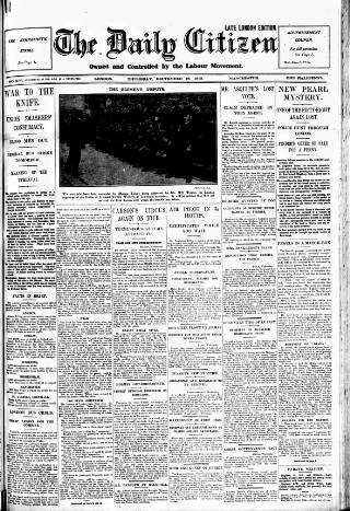 cover page of Daily Citizen (Manchester) published on September 18, 1913