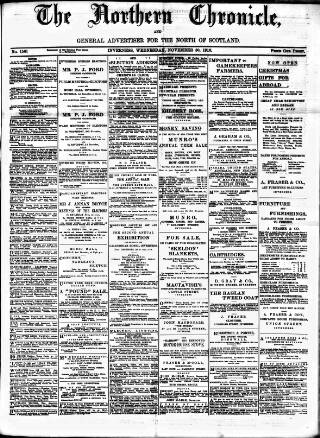 cover page of Northern Chronicle and General Advertiser for the North of Scotland published on November 30, 1910