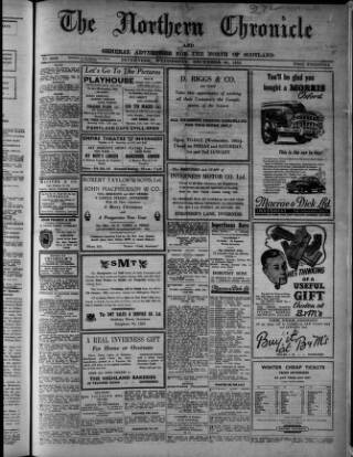 cover page of Northern Chronicle and General Advertiser for the North of Scotland published on December 30, 1953