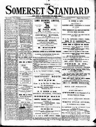 cover page of Somerset Standard published on September 18, 1908