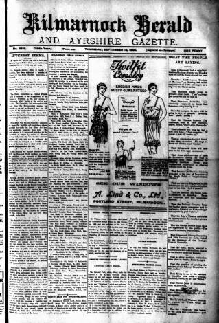 cover page of Kilmarnock Herald and North Ayrshire Gazette published on September 18, 1930