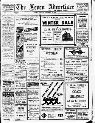 cover page of Leven Advertiser & Wemyss Gazette published on December 30, 1930