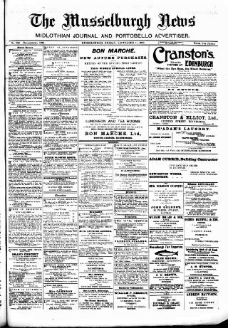 cover page of Musselburgh News published on September 18, 1903