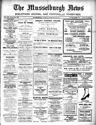 cover page of Musselburgh News published on November 30, 1917
