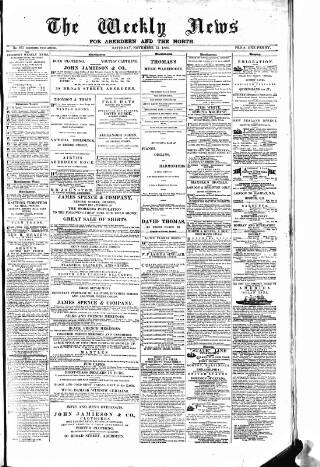 cover page of Aberdeen Weekly News published on November 15, 1884