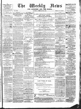 cover page of Aberdeen Weekly News published on February 28, 1885