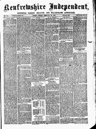 cover page of Renfrewshire Independent published on February 28, 1890
