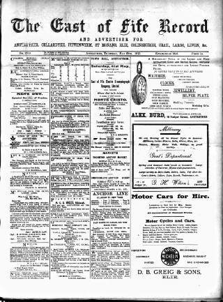 cover page of East of Fife Record published on May 29, 1913