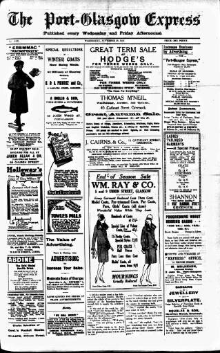 cover page of Port-Glasgow Express published on November 30, 1927
