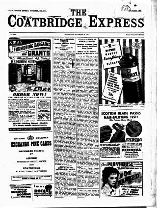 cover page of Coatbridge Express published on November 30, 1949