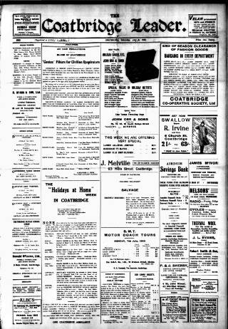 cover page of Coatbridge Leader published on July 6, 1940