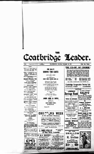 cover page of Coatbridge Leader published on November 15, 1941