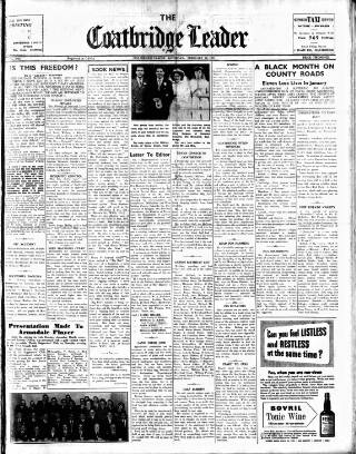cover page of Coatbridge Leader published on February 28, 1953