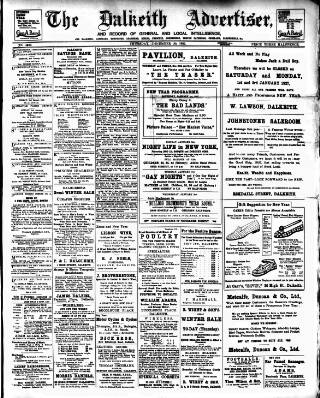 cover page of Dalkeith Advertiser published on December 30, 1926