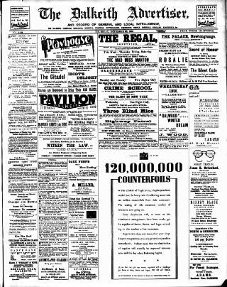 cover page of Dalkeith Advertiser published on November 30, 1939